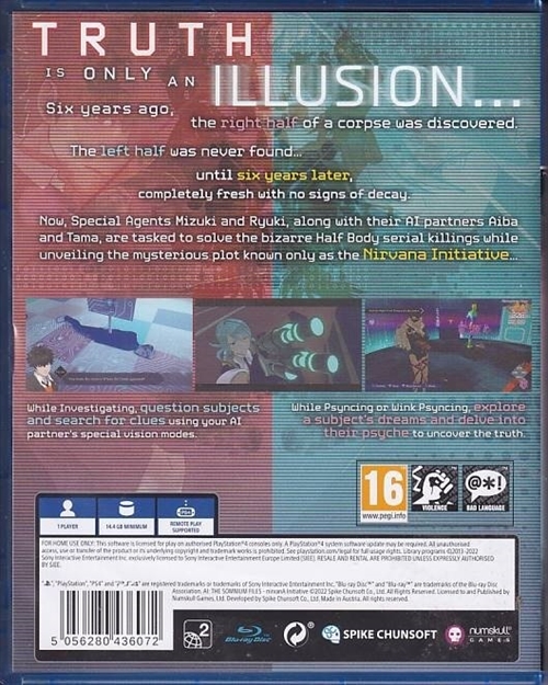 AI The Somnium Files the NirvanA Initiative - PS4 (A Grade) (Genbrug)